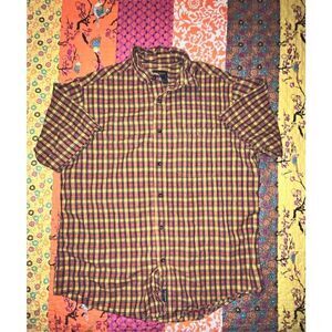 Woolrich yellow orange plaid shirt sleeve sz large